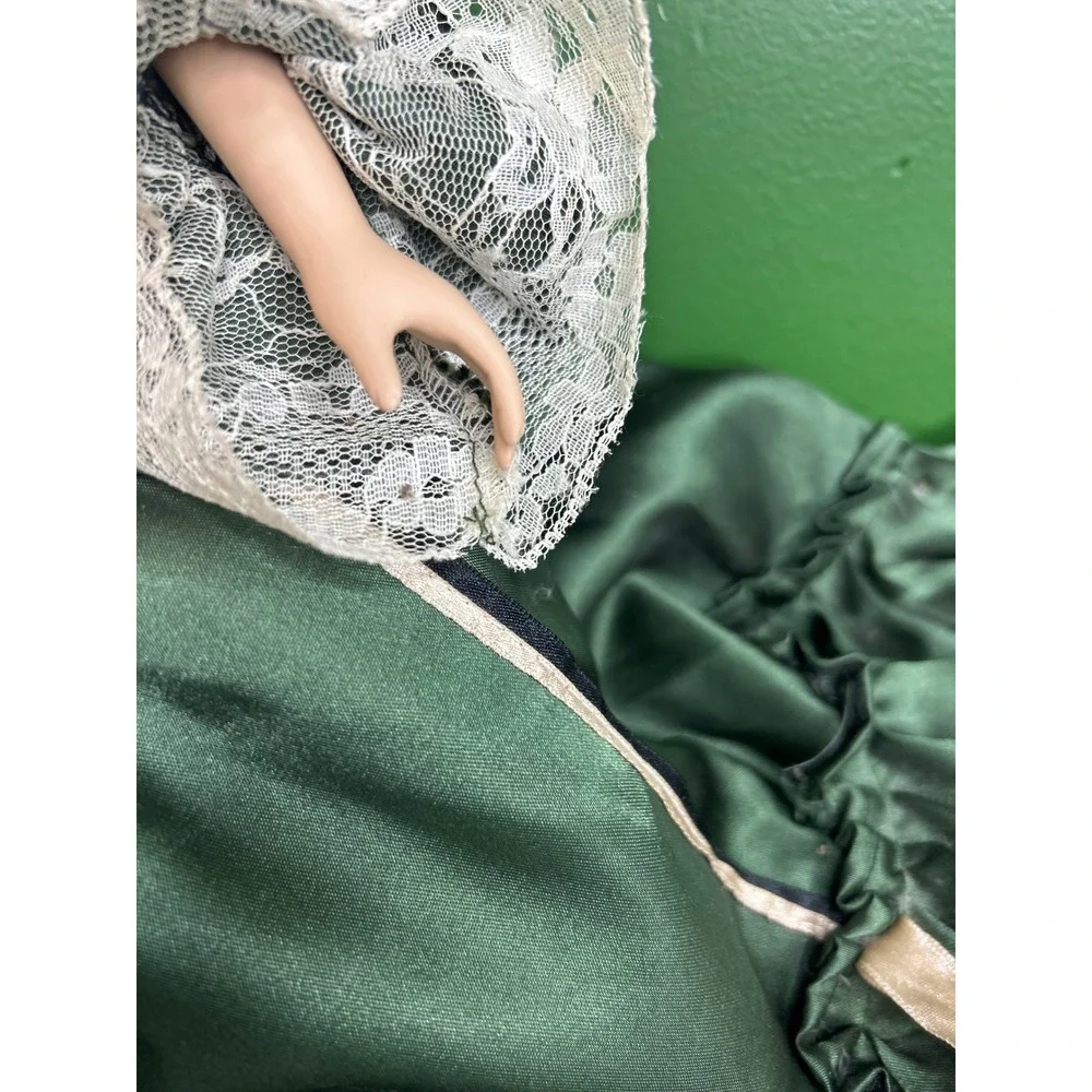 Marie Porcelain of the Past Collection Consoled Doll Green Victorian Dress 16in